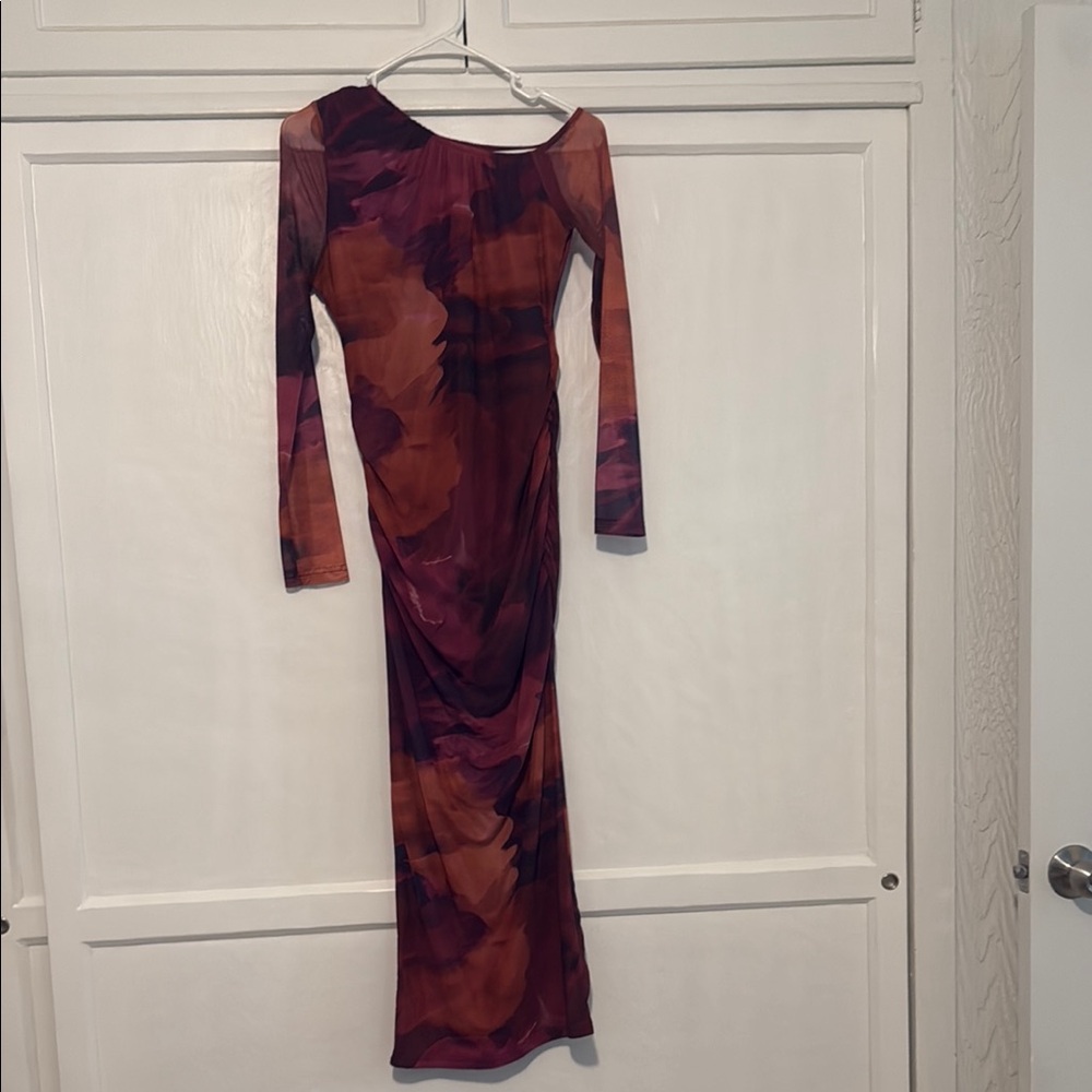 SHEIN Red and Orange Asymmetrical Bodycon Dress